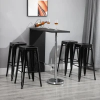 HOMCOM Conjunto de 4 Bancos Interiores e Exteriores de Metal Estilo Industrial 43x43x76 cm(m-4)