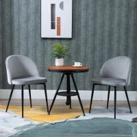 HOMCOM Conjunto de 2 Cadeiras de Sala de Jantar com Asento e Encosto Acolchoados Estofadas em Veludo 49x50x77 cm Cinza(m-12)