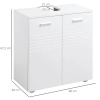 Kleankin Móvel para Lavatório Móvel de Casa de Banho com 2 Portas e Prateleira Interior Ajustável Estilo Moderno 60x30x62,5cm Branco(m-3)