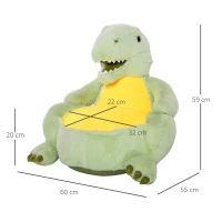 HOMCOM Sofá em forma de dinossauro para crianças acima de 18 meses com assento acolchoado  60x55x59cm Verde(m-3)