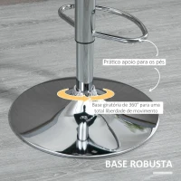 HOMCOM Conjunto de 2 Bancos de Bar Cadeiras Altas com Altura Ajustável e Giratórios com Estrutura de Metal e Apoio para os Pés 41x51x97-117cm Cinza(m-5)