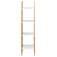 Kleankin Prateleira para Banheiro com 5 níveis de Estrutura em Bambu Pinho 35x36x138.5cm Branco(m-12)