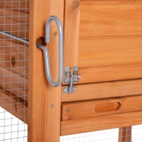 PawHut Galinheiro de Madeira Exterior Gaiola para Galinhas Animais Pequenos com Teto Abatível Caixa Ninho Bandeja Rampa 2 Rodas e 2 Poleiros 213x91x122 cm Madeira(m-12)