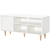 HOMCOM Móvel de TV para Televisores de até 60” Móvel de Sala de Estar Moderno com Armário 3 Compartimentos 120x40x55cm Branco(m-1)