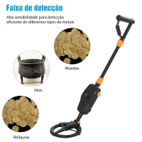 Outsunny Detetor de Metais Fácil de usar, Alta Precisão Visor LCD Bobina de Pesquisa Impermeável, Ideal para Principiantes(m-4)
