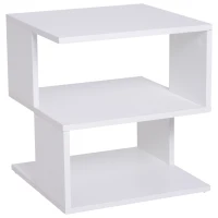 HOMCOM Mesa Auxiliar Mesa de Cabeceira de 2 Níveis com Prateleira de Armazenamento para Sala Quarto Estante 40x40x43 cm Branco(m-1)