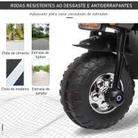 HOMCOM Mota Elétrica para Crianças de 18-36 Meses Motocicleta Infantil com 3 Rodas e Bateria 6V com Música Buzina Farol Baú 80x35x52cm Preto(m-4)