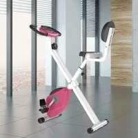 HOMCOM Bicicleta ergométrica profissional dobrável com 8 níveis de resistência magnética Assento com Altura Ajustável Aço 43x97x109 cm Rosa(m-2)