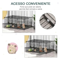 PawHut Recinto para Animais de Estimação DIY s com 22 Painéis e Porta Recinto Modular para Coelhos 105x70x45 cm Preto(m-5)