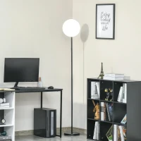 HOMCOM Candeeiro de Pé LED 18W/1800 lm com 3 Brilhos Ajustáveis Ecrã Giratório e Base de Metal Candeeiro de Leitura Moderno para Sala de Estar Dormitório Ø28x171,5cm Preto(m-2)