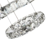 HOMCOM Lustre Luminária Pendente de Cristal Moderno Lâmpada Pendurada LED 4000K Luz Branca para Salão Sala de Jantar Ф60x110 cm(m-9)