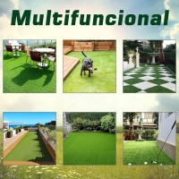 Outsunny Relva Artificial 30x30cm 10 Peças com Altura de 25mm Alta Densidade 11000 Relva Artificial de Encaixe para Exterior Pátio Terraço Verde(m-7)