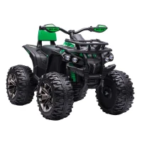 HOMCOM Quadriciclo Elétrico 12V para Crianças de 3-5 Anos com Farol Música Pneus de Suspensão Botões Avance e Retrocesso Veículo Elétrico a Bateria 100x65x73cm Verde(m-1)