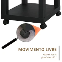 HOMCOM Mesa de Apoio para sofá mesa lateral com prateleira aberta Rodas 40x40x40 Preto e Madeira(m-5)