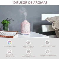 HOMCOM Difusor de Aromas 100ml Humidificador Aromaterapia com 7 Cores LED 2 Modos de Vaporização e Desligado Automático Ultra Silencioso Ø9,8x14,5cm Rosa(m-4)
