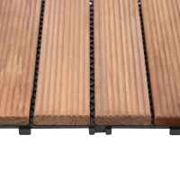 Outsunny Conjunto de 27 Ladrilhos de Madeira 30x30 cm com Área de 2,43 m² Sistema Click de Ladrilhos Castanho(m-8)