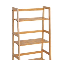 HOMCOM Estante de Bambu com 4 Prateleiras Estante em Forma de Escada para Sala de Estar Escritório 48x31,5x120 cm Madeira(m-7)