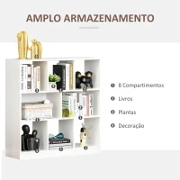 HOMCOM Estante para Livros com 8 Compartimentos Estante de Exposição Estilo Moderno para Sala de Estar Dormitório Escritório 97,5x30x100cm Branco(m-6)