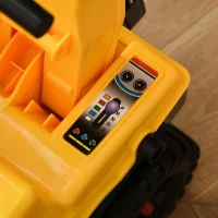 HOMCOM Escavadora Infantil sem Pedais para Crianças de 2-3 anos Carro Andador com Pá Pinça de Agarrar Luzes Música e Armazenamento Oculto 90x28x58cm Amarelo(m-9)