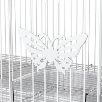 PawHut Gaiola para pássaros 60x41x41cm Aviário com 2 poleiros e 3 portas para pássaros pequenos Canários Papagaios de metal branco(m-8)