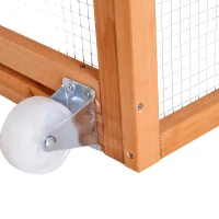 PawHut Galinheiro de Madeira Exterior Gaiola para Galinhas Animais Pequenos com Teto Abatível Caixa Ninho Bandeja Rampa 2 Rodas e 2 Poleiros 213x91x122 cm Madeira(m-10)