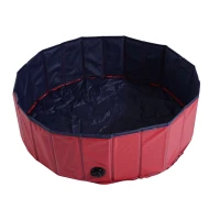PawHut Piscina para Animais De estimação Φ100x30cm dobrável Vermelho(m-1)