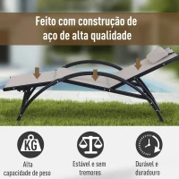 Outsunny Espreguiçadeira de Jardim Reclinável com Encosto Ajustável de 5 Níveis Apoio para os Pés Regulável e Apoio para a Cabeça Removível para Terraço Balcão Exterior 66x152x81cm Bege(m-6)