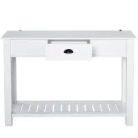 HOMCOM Mesa consola tipo aparador estilo colonial com prateleira inferior espaçosa 120x39x81 carga 60kb Branco(m-1)