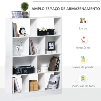 HOMCOM Estante de 4 níveis com 10 compartimentos Prateleiras de armazenamento multiuso 100x23,8x140 cm Branco(m-4)