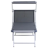 Outsunny Espreguiçadeira Dobrável e Reclinável com Toldo Ajustável em Ângulo Espreguiçadeira para Jardim Terraço Campismo Exterior 169x72x55-72cm Cinza(m-4)