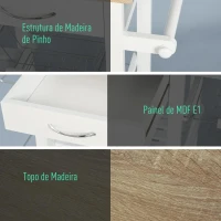 HOMCOM Carrinho de cozinha multifuncional com gavetas Cestas Prateleiras de especiarias Toalheiro Rodas 92x37x82 cm Branco(m-6)