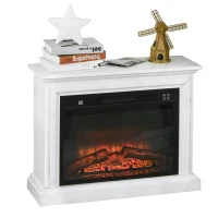 HOMCOM Lareira de parede elétrica Potência 1800W Efeito de chama de LED com controle remoto Temporizador e termostato 79x27x62,4 cm branco(m-4)