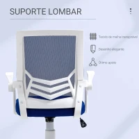 Vinsetto Cadeira de Escritório Ergonômica Giratória com Altura Ajustável Apoio para os Braços Dobrável Suporte Lombar e Encosto Transpirável 62,5x55x94-104cm Azul(m-6)