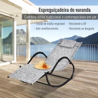 Outsunny Espreguiçadeira de Balanço de Jardim com Apoio para os Braços Almofada para a Cabeça Removível 160x61x79cm Cinza(m-5)