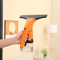 HOMCOM Limpa Vidros Elétrico 2 em 1 Aspirador Limpador de Vidros com Depósito de Água 300ml e Ponta de Borracha Inclui Pulverizador 19,5x12,5x33cm Laranja(m-2)