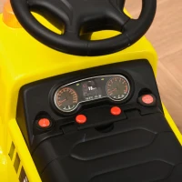HOMCOM Carro Andador para Bebés acima de 18 meses Tipo Caminhão com Música Faróis Caixa Dobrável e Pá Veículo sem Pedais de Brinquedo 72x28,2x42cm Amarelo(m-9)
