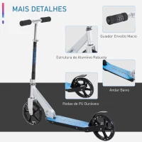 HOMCOM Trotinete para Crianças Scooter Dobrável Guiador Regulável Quadro Alumínio Leve e Estável Carga 100kg Branca - 68x34x60-73,5cm(m-4)