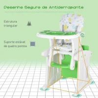 HOMCOM Cadeira para bebês acima de 6 meses 3 posições ajustáveis Acolchoado 57x59x105 cm Verde(m-6)