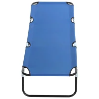 Outsunny Espreguiçadeira dobrável reclinável com ângulo ajustável de 3 posições para exterior carga 120 kg 190x56x28 cm Azul(m-13)