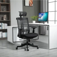 Vinsetto Cadeira de Escritório Ergonômica Giratória e Reclinável com Altura Ajustável Apoio para os Braços Apoio para a Cabeça e Suporte Lombar Regulável 66,5x66x109-118cm Preto(m-11)