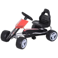 HOMCOM Kart a Pedal Go Kart com Assento Ajustável para Crianças acima de 3 Anos Brinquedo de Exterior 80x49x50 cm Vermelho e Preto(m-11)