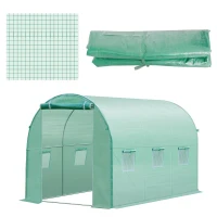 Outsunny Cobertura de Estufa com 6 Janelas e Porta para Jardim Anti-UV PE 300x200x200 cm Verde(m-6)