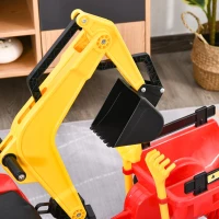 HOMCOM Trator de pedais para crianças acima de 3 anos com reboque e pá frontal 179x42x59 cm Vermelho(m-8)