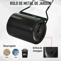 Outsunny Rolo de jardim 30L de aço preenchido com água ou areia 32x40cm Cabo destacável(m-5)