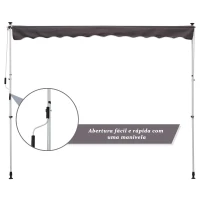 Outsunny Toldo Manual Retrátil 200x150 cm com Manivela de Alumínio Ângulo Ajustável Proteção Solar para Varanda Jardim Pátio Cinza(m-6)