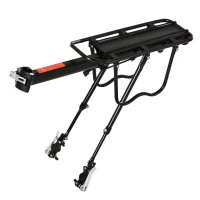 HOMCOM Suporte de Bagagem Traseiro para Bicicleta com Refletor Vermelho para Malas com Carga Máxima de Revestimento Inoxidável 25 kg 58x39x14,5 cm Preto(m-1)