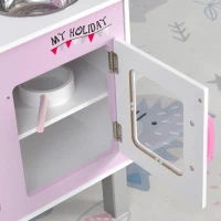 HOMCOM Cozinha  de brinquedo para crianças acima de 3 anos brinquedo educativo com espaço de armazenamento acessórios incluídos  som 55x 30x 80cm rosa(m-9)
