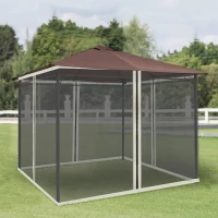 Outsunny 4 Painéis Laterais 302x207 cm para Tenda de Jardim Mosquiteira com Zíperes e Anéis Preto(m-2)