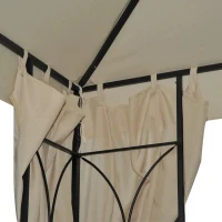 Outsunny Pérgola de jardim de 2.95 x 2.95 m com 4 cortinas laterais removíveis com zíper, 8 orifícios de drenagem e telhado duplo bege(m-7)