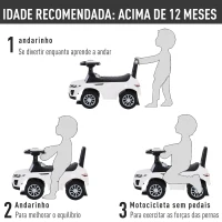 HOMCOM Carro andador para bebé sem Pedais com Alto-falante 60x38x42cm branco(m-4)